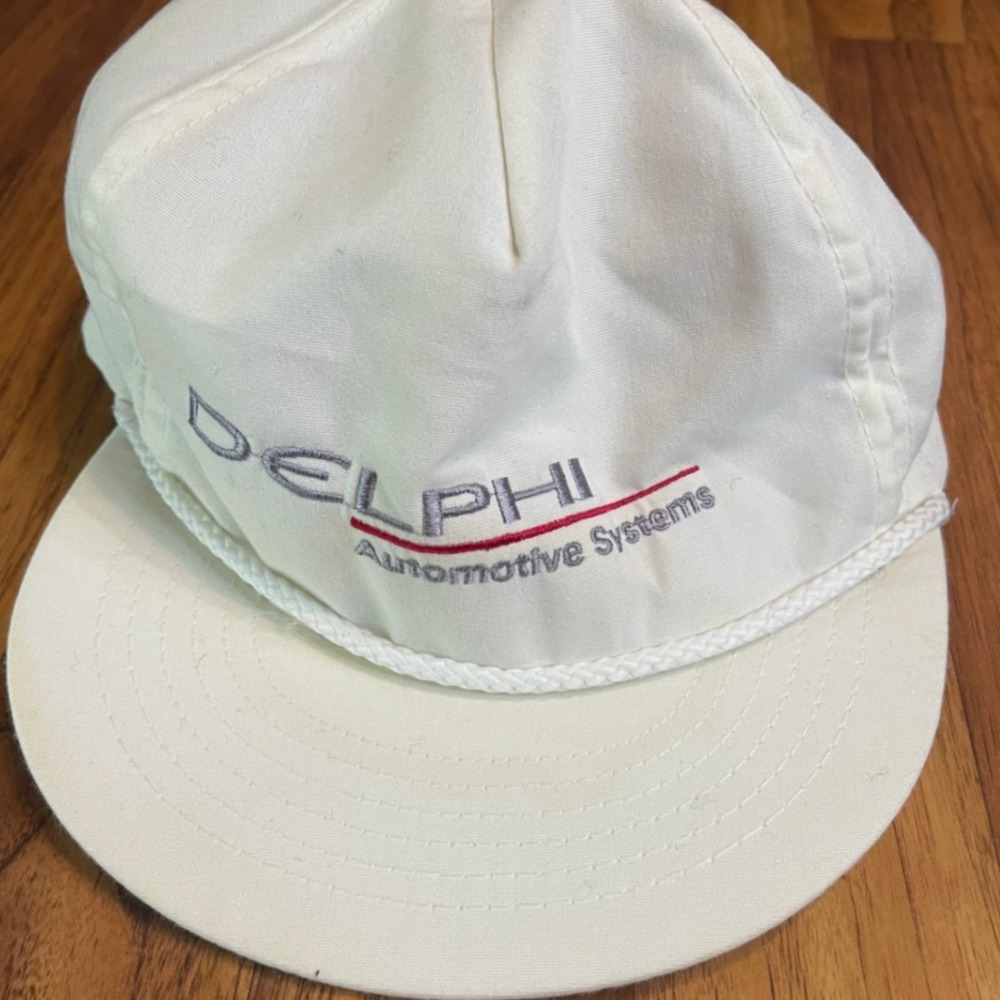 Delphi Automotive Systems Hat Vintage Swingster Rope Cap White Mens USA OSFA